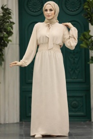 Neva Style - Crem Modest Dress 5973KR - Thumbnail