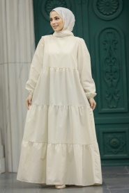 Neva Style - Crem Women Dress 57345KR - Thumbnail