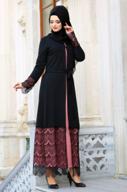 Neva Style - Dantelli Pudra Tesettür Elbise 42090PD - Thumbnail