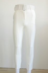 Neva Style - Dar Paça Beyaz Tesettür Pantolon 1059B - Thumbnail