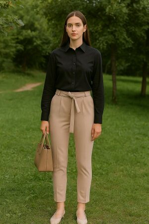 Neva Style - Dar Paça Vizon Tesettür Pantolon 1037V - 1