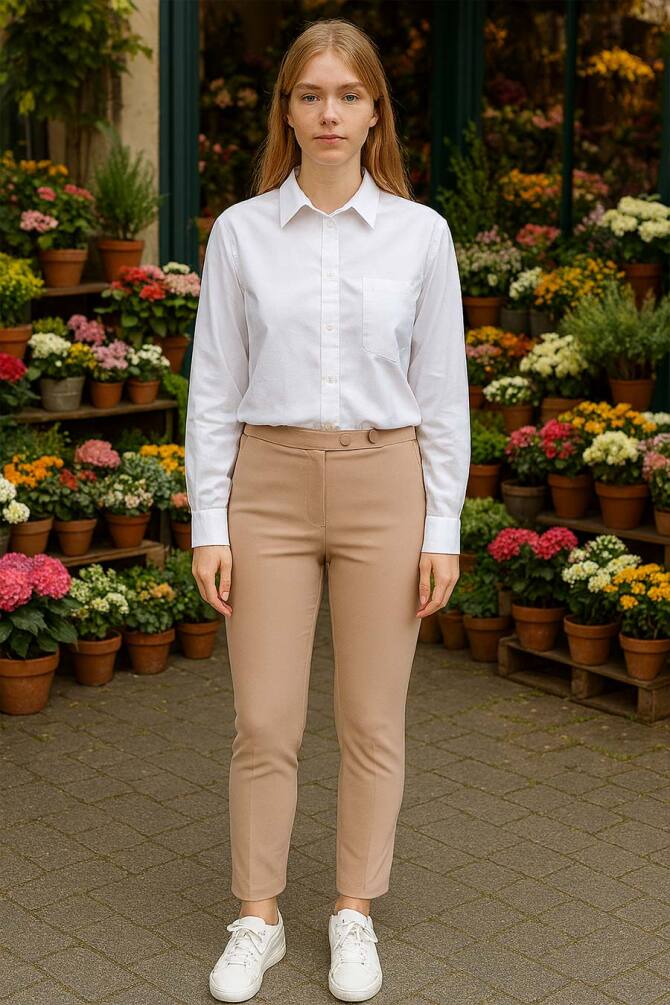 Neva Style - Dar Paça Vizon Tesettür Pantolon 1052V - NEVA STYLE