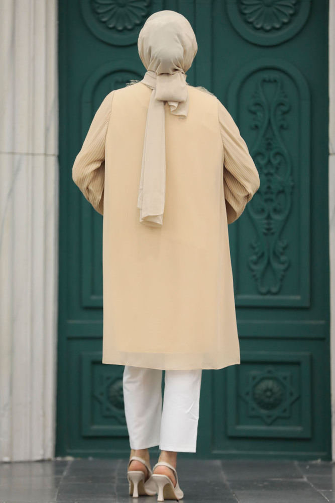 Neva Style - Dark Beige Modest Tops 24032KBEJ - 4