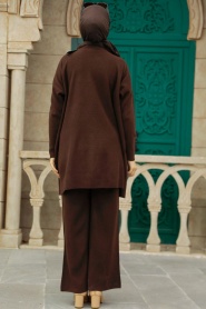 Neva Style - Dark Brown High Quality Knitwear Dual Suit 3413KKH - Thumbnail