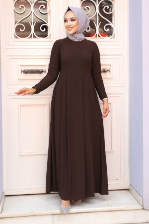 Dark Brown Hijab Dress 18130KKH - 1