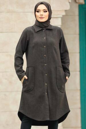 Neva Style - Dark Brown Hijab Turkish Tunic 5951KKH - Thumbnail