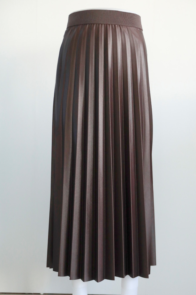 Dark Brown Pleated Maxi Skirt 4892KKH - 1