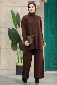 Neva Style - Dark Brown Women Knitwear Dual Suit 34341KKH - Thumbnail