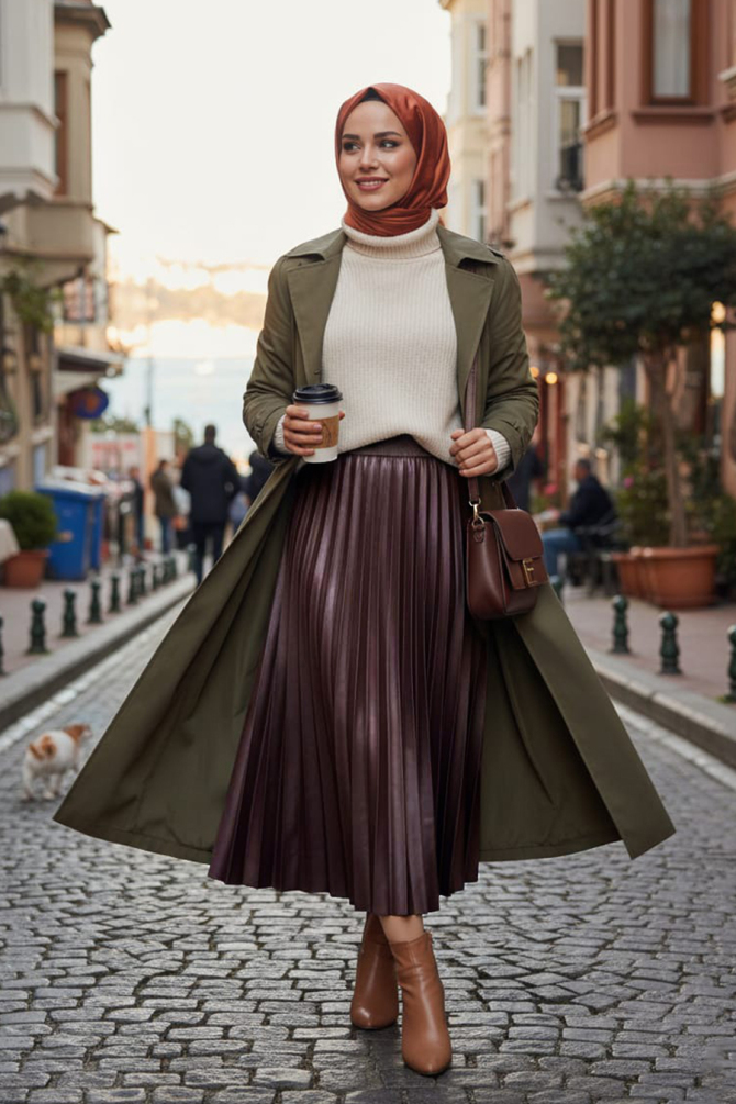 Dark Dusty Rose Hijab For Women Skirt 35151KGK - 1