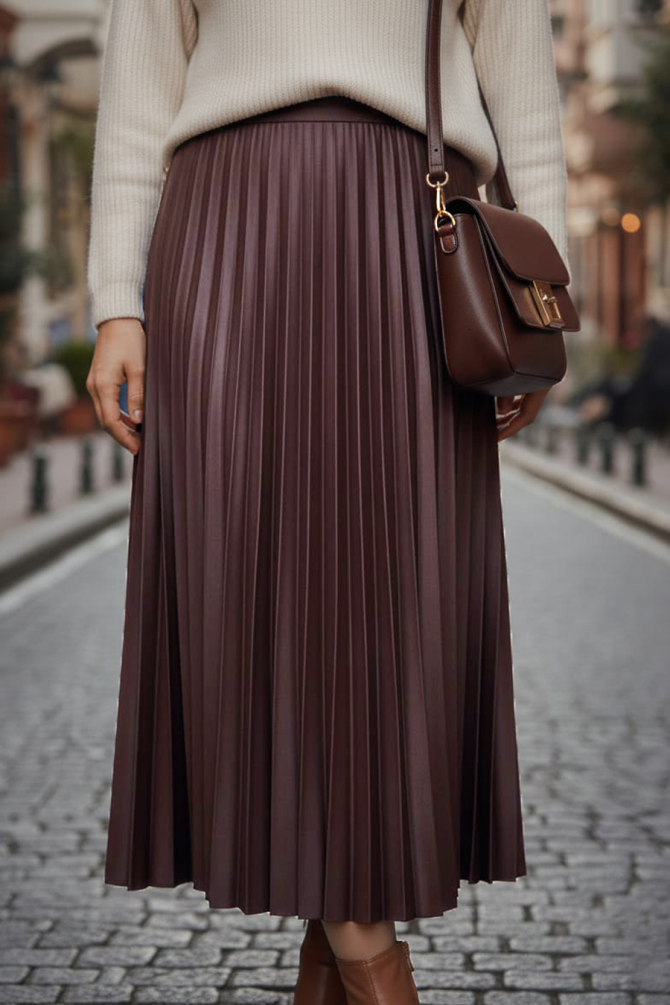 Dark Dusty Rose Hijab For Women Skirt 35151KGK - 2