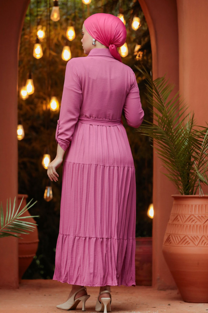Dark Dusty Rose Long Sleeve Dress 40971KGK - 3