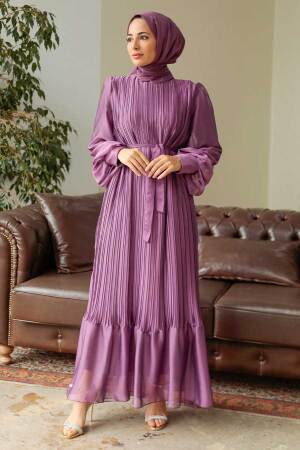 Neva Style - Dark Dusty Rose Muslim Dress 3747KGK - 1