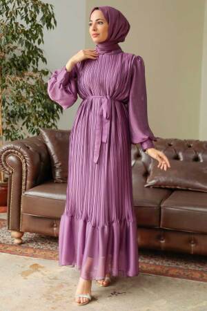 Neva Style - Dark Dusty Rose Muslim Dress 3747KGK - 3