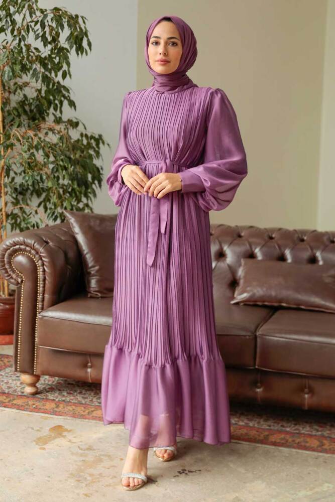 Neva Style - Dark Dusty Rose Muslim Dress 3747KGK - 2
