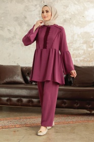 Neva Style - Dark Dusty Rose Muslim Dual Suit 6250KGK - Thumbnail