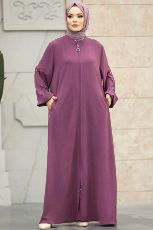 Dark Dusty Rose Muslim Turkish Abaya 11070KGK - 2