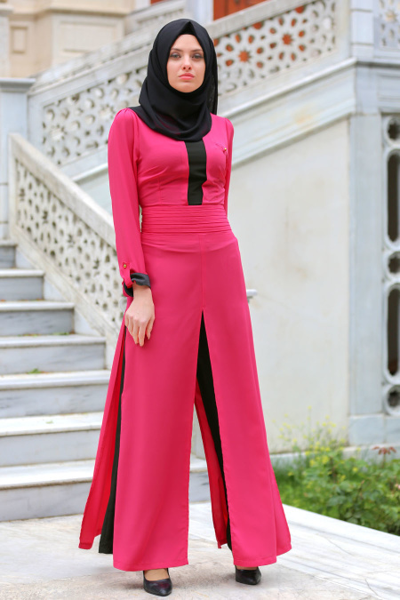 Neva Style - Dark Fuchsia Hijab Jumpsuit 1564KF