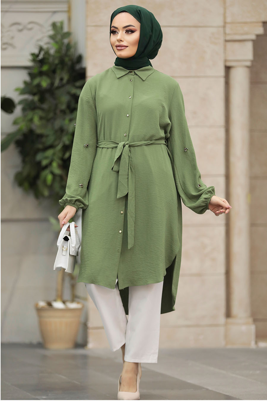 Dark Green Plus Size Tunic 21095KY - Neva-style.com