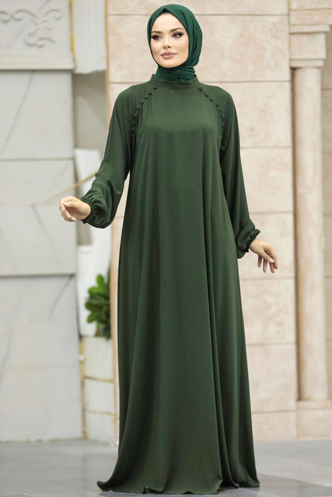 Neva Style - Dark Khaki Long Sleeve Dress 334KHK - 2
