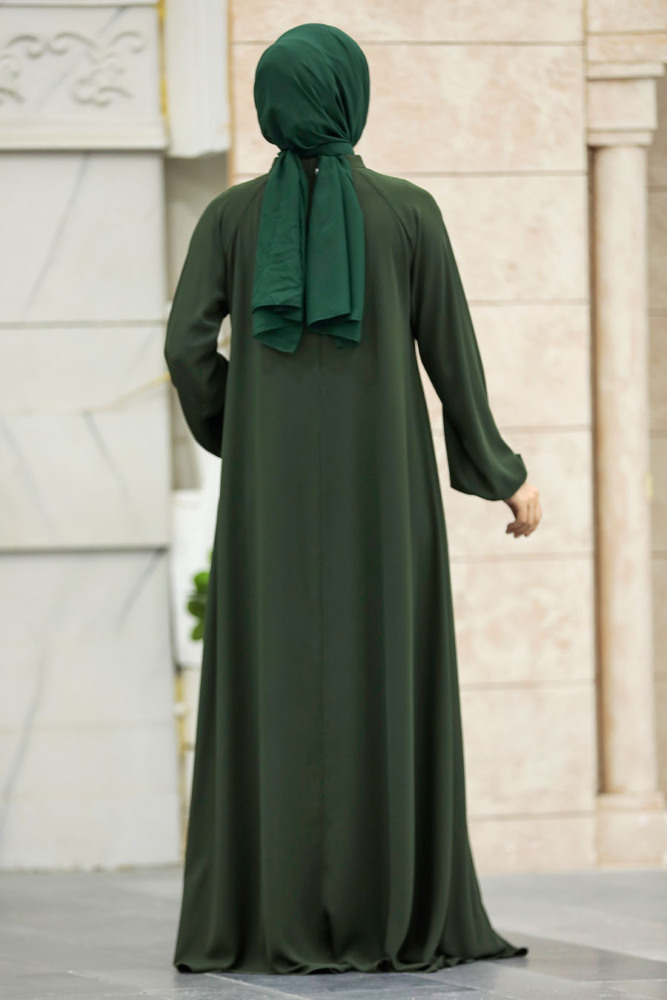 Neva Style - Dark Khaki Long Sleeve Dress 334KHK - 3