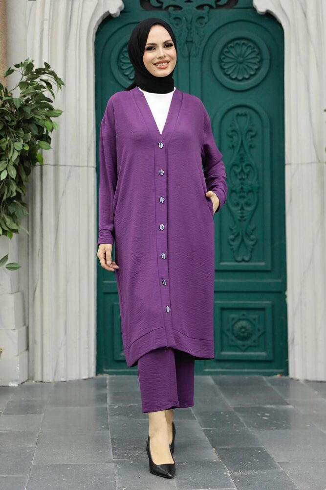 Dark Lila Hijab For Women Triple Suit 5214KLILA - 1