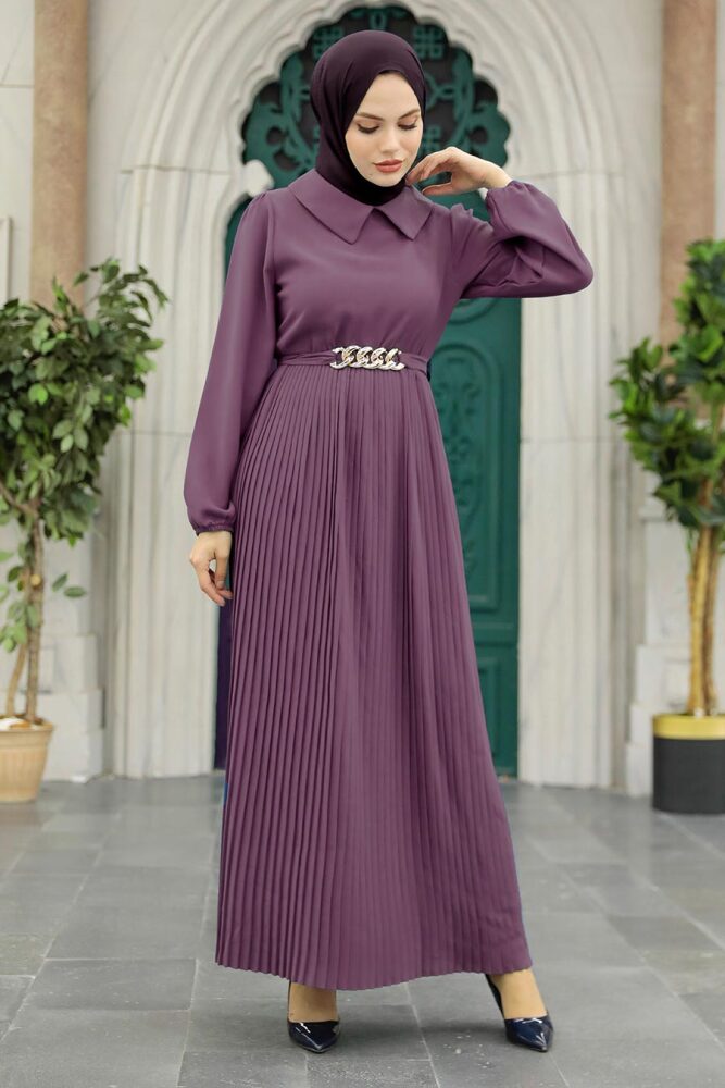 Dark Lila Muslim Long Dress Style 34320KLILA - 1