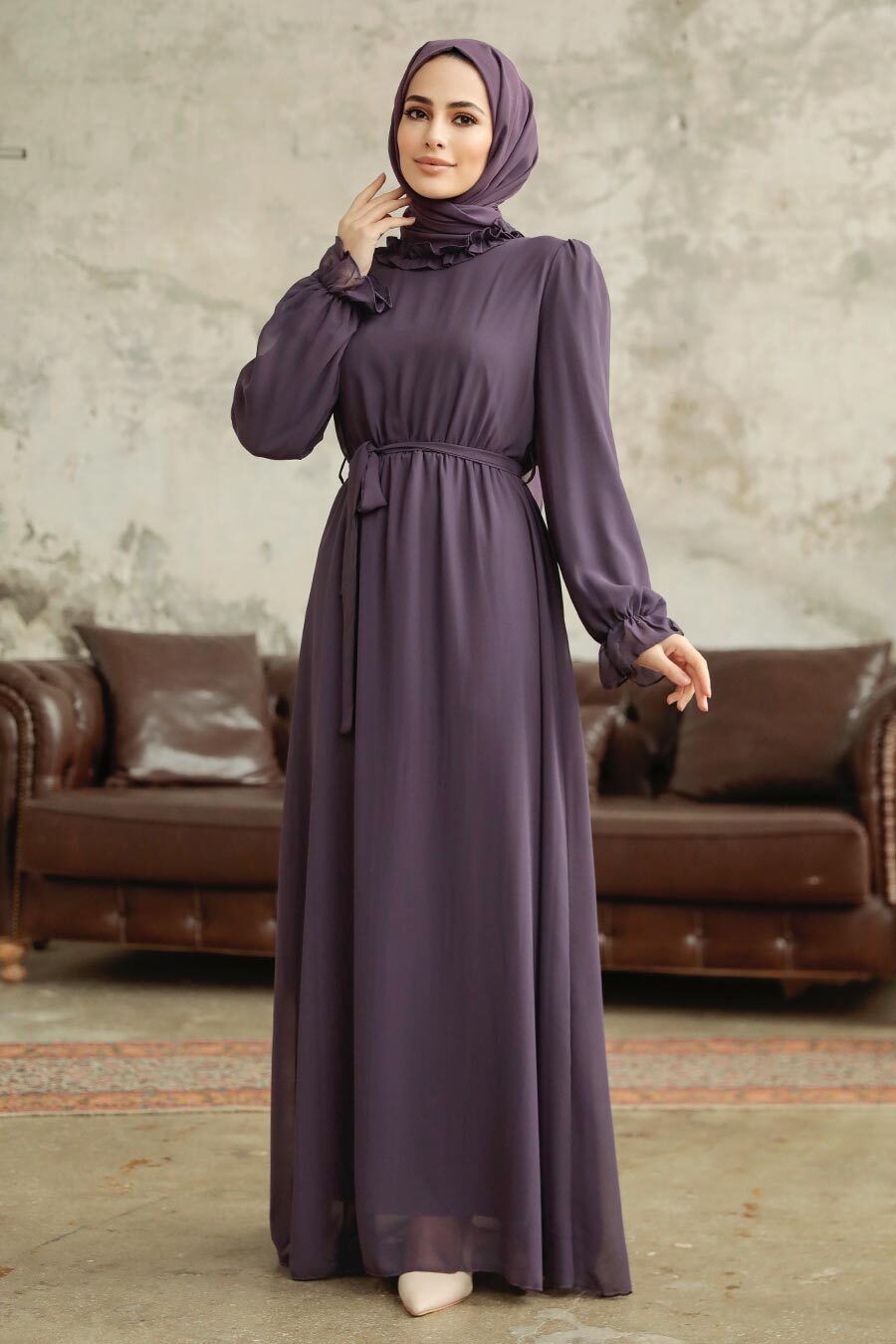 Neva Style - Dark Lila Plus Size Dress 2971KLILA
