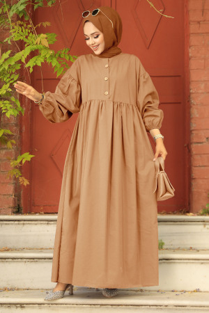 Dark Mink Hijab Maxi Dress 57347KV - 1