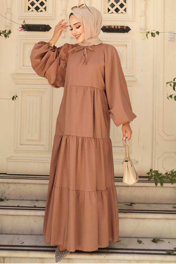 Dark Mink Hijab Maxi Dress 57349KV - 2