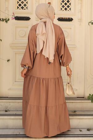 Dark Mink Hijab Maxi Dress 57349KV - 4