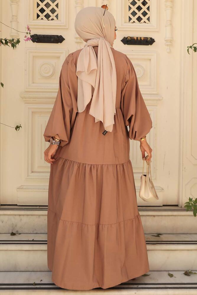 Dark Mink Hijab Maxi Dress 57349KV - 4