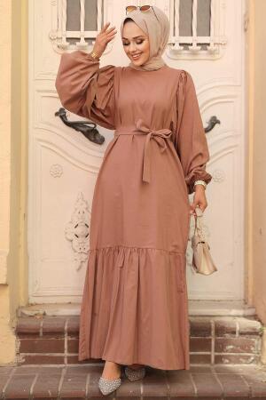 Dark Mink Modest Dress 57350KV - 1