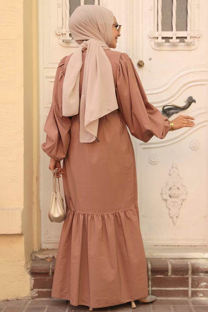 Dark Mink Modest Dress 57350KV - 2
