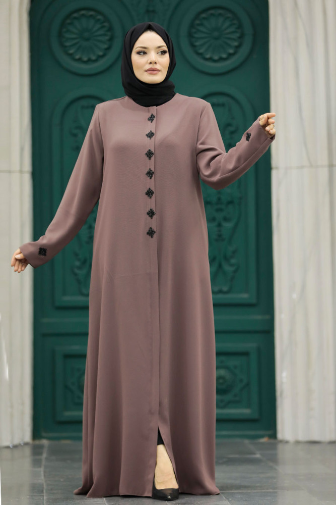 Dark Mink Modest Turkish Abaya 62535KV - 4