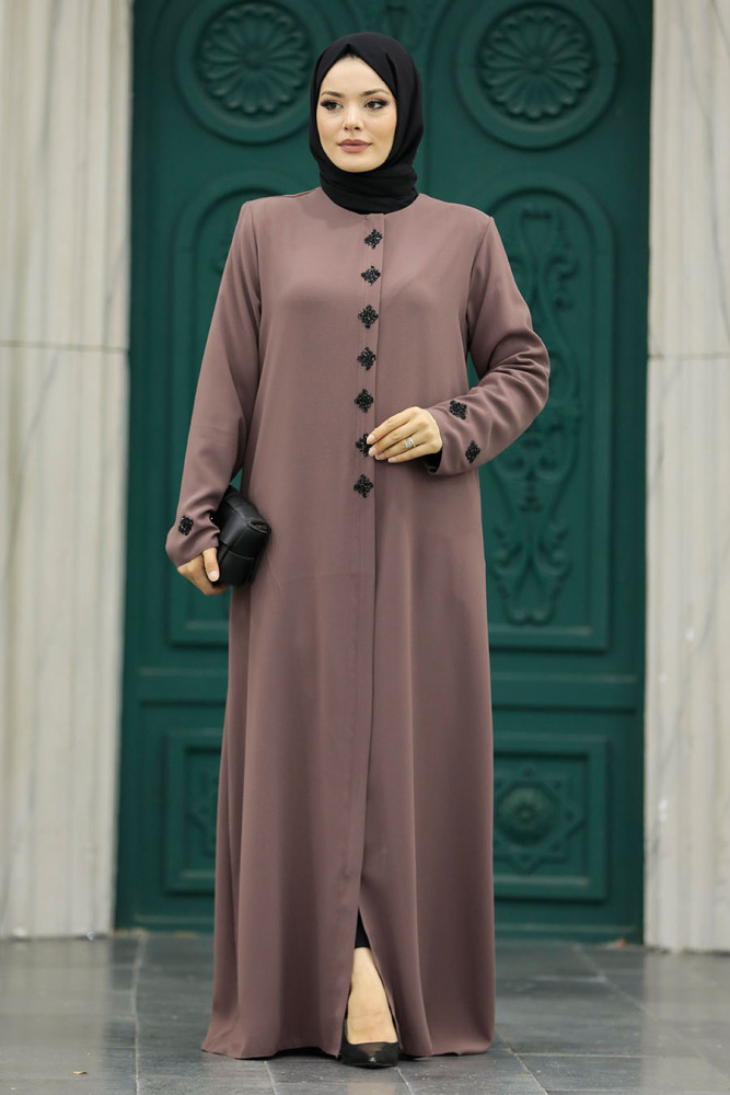 Dark Mink Modest Turkish Abaya 62535KV - 1