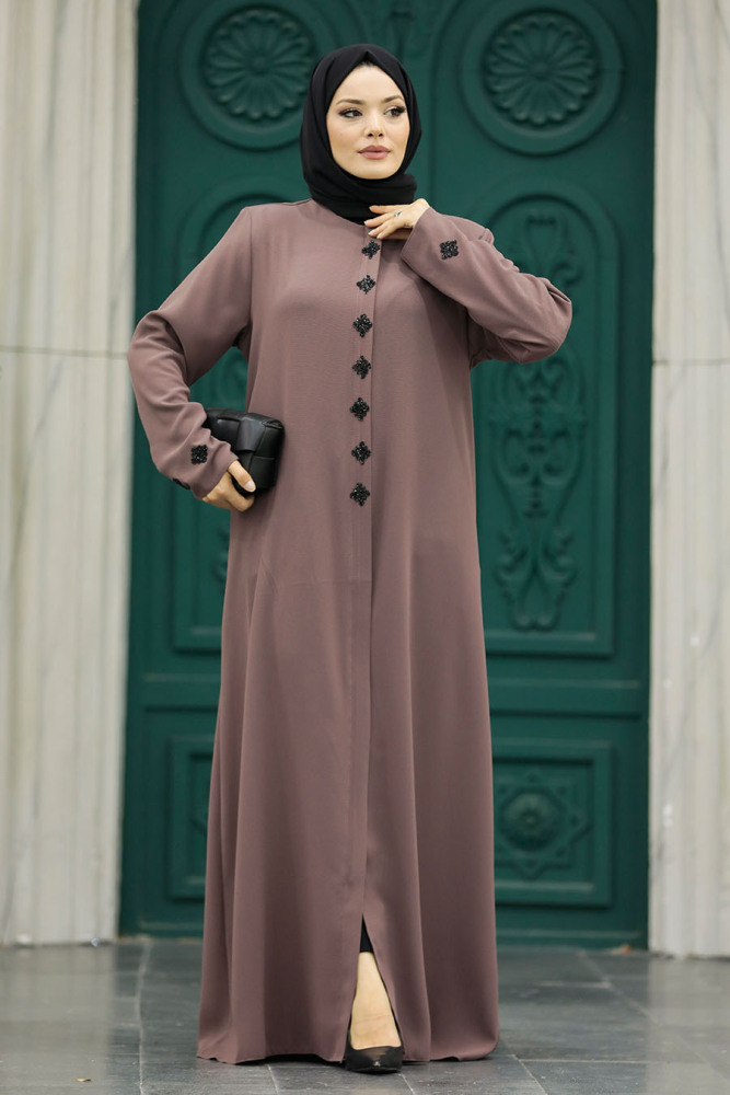 Dark Mink Modest Turkish Abaya 62535KV - 2