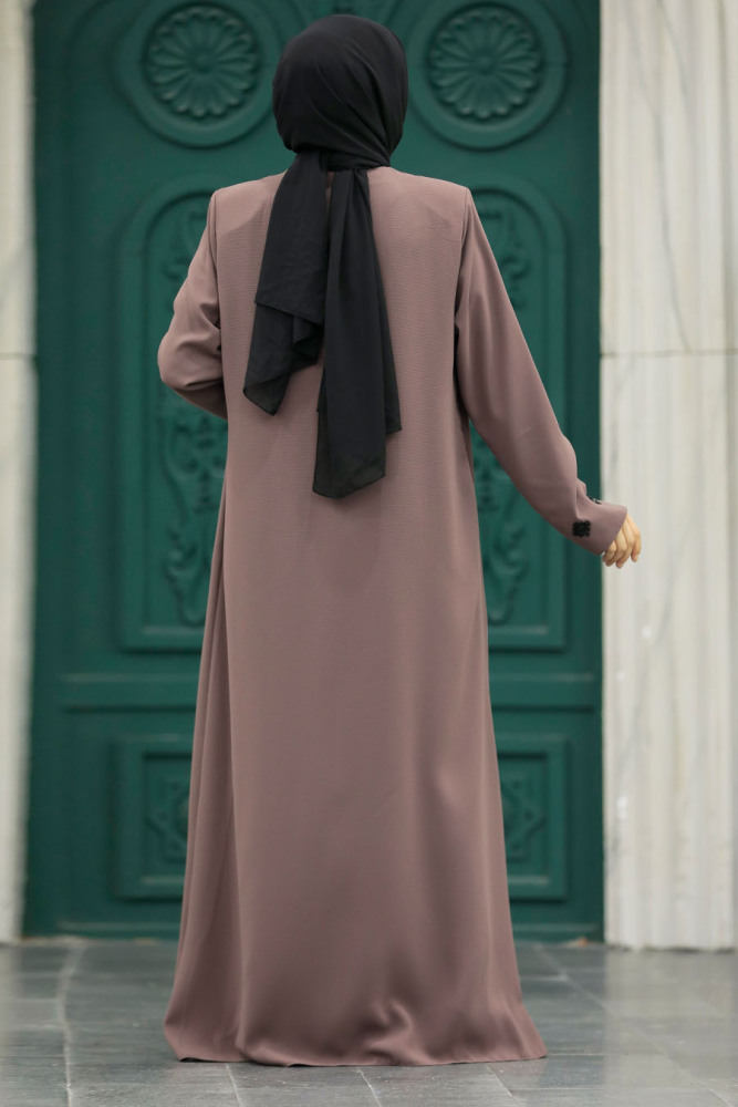 Dark Mink Modest Turkish Abaya 62535KV - 5