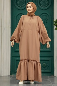 Neva Style - Dark Mink Muslim Dress 57341KV - Thumbnail
