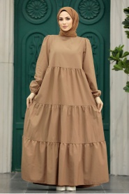 Neva Style - Dark Mink Women Dress 57345KV - Thumbnail