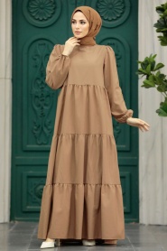 Neva Style - Dark Mink Women Dress 57345KV - Thumbnail