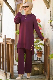 Neva Style - Dark Purple Hijab Suit 1072MU - Thumbnail