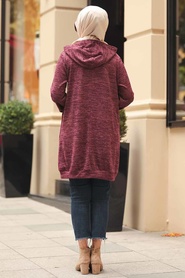 Neva Style - Dark Purple Hijab Sweatshirt 9059MU - Thumbnail