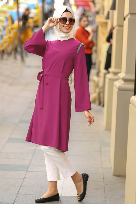 Neva Style - Dark Purple Hijab Tunic 5086MU