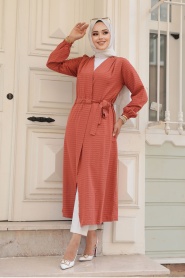 Neva Style - Dark Salmon Pink Hijab Kimono 457KSMN - Thumbnail