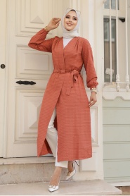 Neva Style - Dark Salmon Pink Hijab Kimono 457KSMN - Thumbnail