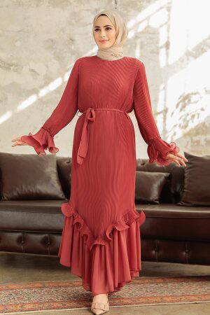 Dark Salmon Pink Women Dress 3856KSMN - 2
