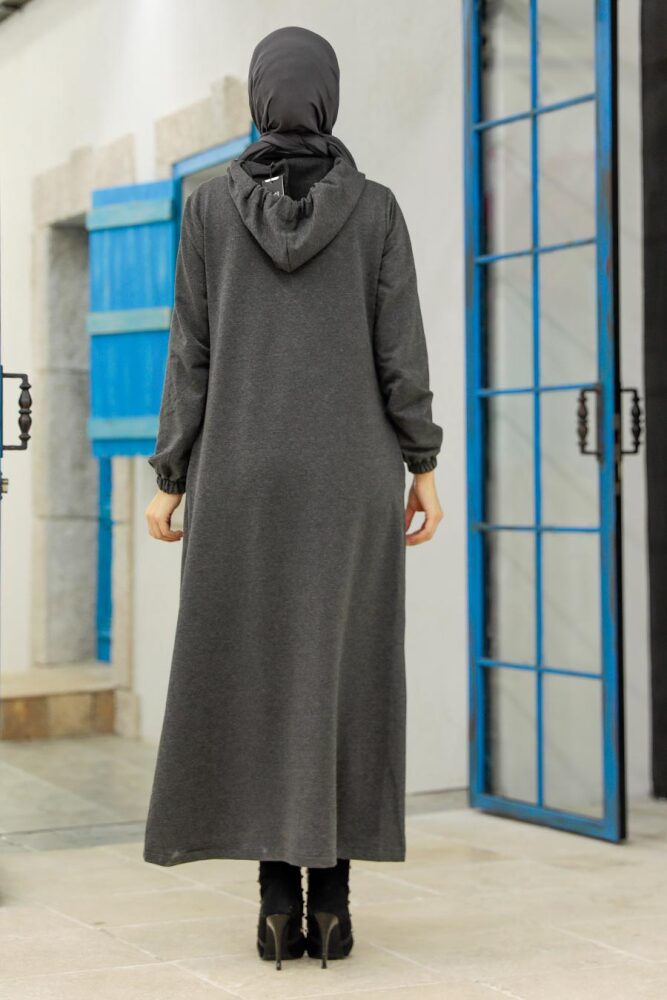 Neva Style - Deri Detaylı Füme Tesettür Kap 13620FU - 5