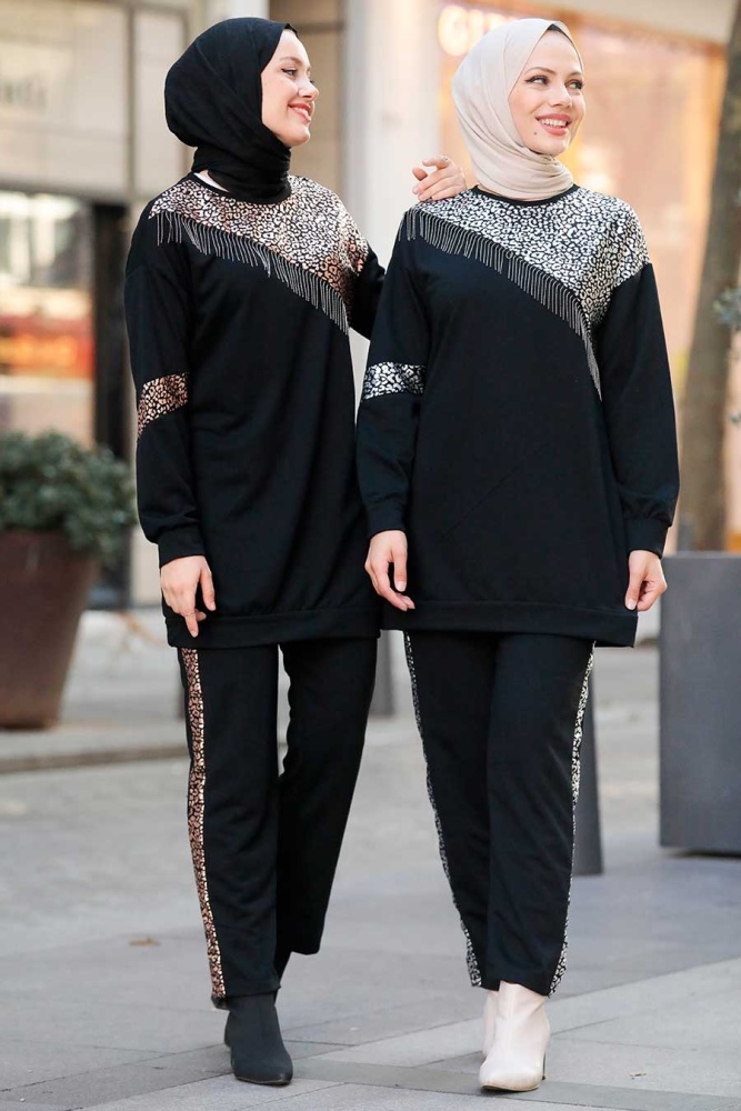 Neva Style - Desenli Bakır Tesettür İkili Takım 6810BKR - 2