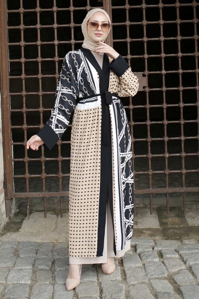 Neva Style - Desenli Bisküvi Kimono 33171BS - 1