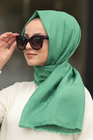 Neva Style - Desenli Çağla Yeşili Şal 7505CY - 1